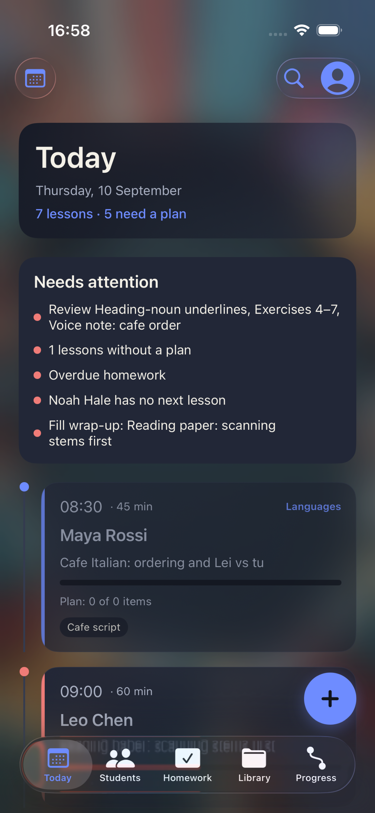 Today timeline of lessons
